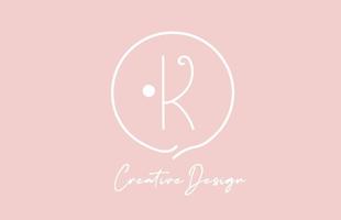 pink white K alphabet letter logo icon design with circle and vintage style. Creative template for company and business vector