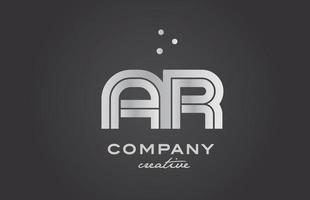 black and grey AR combination alphabet bold letter logo with dots. Joined creative template design for business and comp vector