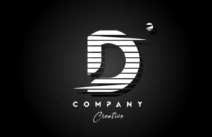 line D alphabet letter logo icon design with black and white stripe and circle. Creative template for company and business vector