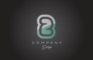 2 green grey number logo icon design. Creative template for company and business vector