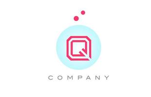 blue pink Q alphabet letter logo icon design with dots. Creative template for business and company vector