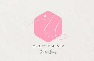 pink polygon U alphabet letter logo icon design with dot and elegant style. Creative template for company and business vector