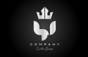 silver grey Y alphabet letter logo icon design. Creative crown king template for company and business vector