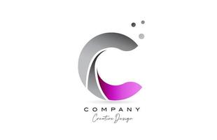 C pink grey alphabet letter logo icon design with dots. Creative template for company and business vector