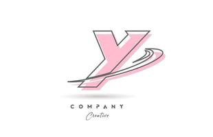 Y pink grey line alphabet letter logo icon design with swoosh. Creative template for business and company vector