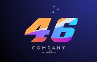 colored number 46 logo icon with dots. Yellow blue pink template design for a company and busines vector