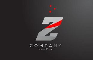 grey red dots Z alphabet bold letter logo. Creative template design for company and business vector