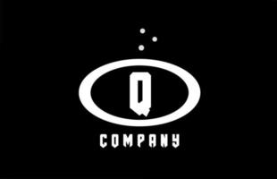 Q black and white ellipse alphabet bold letter logo with dots. Creative template design for business and company vector