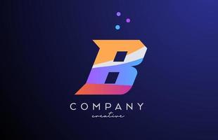 colored B alphabet letter logo icon with dots. Orange pink blue creative template design for business and company vector