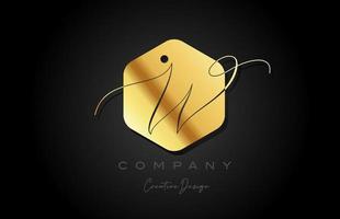 gold golden W alphabet letter logo icon design with dot and elegant style. Creative polygon template for business and company vector