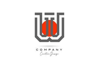 grey line W alphabet letter logo icon design with red dot. Creative template for company and business vector