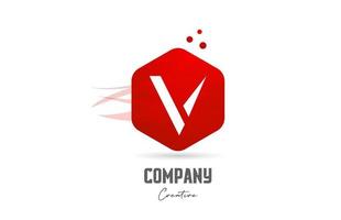 V red hexagon letter alphabet logo icon design. Creative template for business and company vector