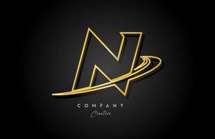 oro norte alfabeto letra logo icono diseño con dorado silbido. creativo modelo para empresa y negocio vector