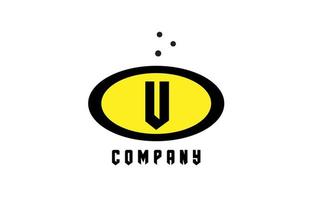 ellipse U alphabet bold letter logo with dots. Creative template design for business and company in yellow and black vector