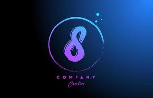 8 grunge number letter logo icon design with dots and circle. Blue pink gradient creative template for company and business vector