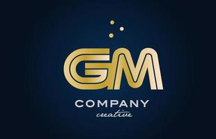 gold golden GM combination alphabet bold letter logo with dots. Joined creative template design for company and business vector