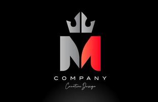 orange M alphabet letter logo icon design with king crown. Creative template for company vector