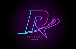 blue and pink alphabet R letter logo icon design with swoosh. Creative template for company and business vector