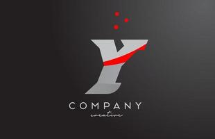 grey red dots Y alphabet bold letter logo. Creative template design for company and business vector