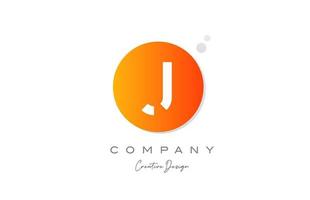 J orange sphere alphabet letter logo icon design with dot. Creative template for company and business vector