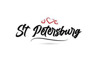 St Petersburg european city typography text word with love. Hand lettering style. Modern calligraphy text vector