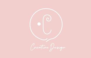 pink white C alphabet letter logo icon design with circle and vintage style. Creative template for company and business vector