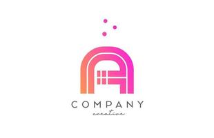 A pink alphabet letter logo with lines and dots. Corporate creative template design for business and company vector