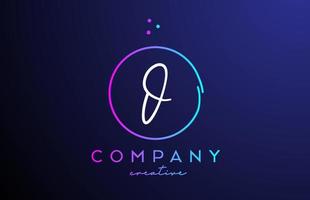 O handwritten alphabet letter logo with dots and pink blue circle. Corporate creative template design for business and company vector