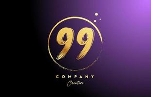 golden golden 99 number letter logo icon design with dots and circle. Grunge creative gradient template for company and business vector