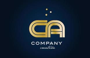 gold golden CA combination alphabet bold letter logo with dots. Joined creative template design for company and business vector