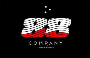 88 number logo with red white lines and dots. Corporate creative template design for business and company vector