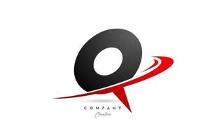 black grey Q alphabet letter logo icon design with red swoosh. Creative template for company and business vector