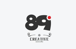 grey 89 number logo icon design with red dot. Creative template for company and business vector