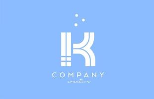 K blue white alphabet letter logo with lines and dots. Corporate creative template design for company and business vector