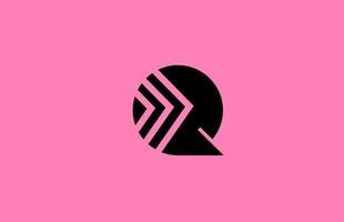 pink black Q alphabet letter logo icon design with geometric lines. Creative template for company and business vector