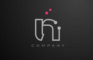 grey N alphabet letter logo icon design with pink dot. Creative template for business and company vector