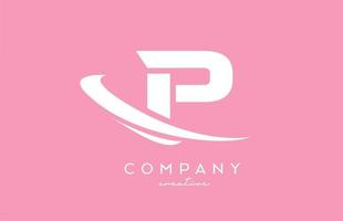 pink white P alphabet letter logo icon with swoosh. Creative template design for business and company vector