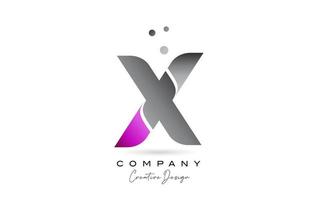X rosado gris alfabeto letra logo icono diseño con puntos creativo modelo para empresa y negocio vector