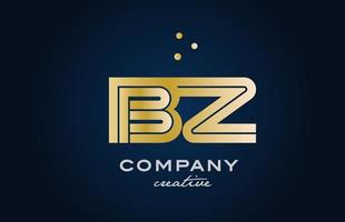 oro dorado bz combinación alfabeto negrita letra logo con puntos unido creativo modelo diseño para empresa y negocio vector