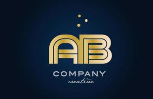 gold golden AB combination alphabet bold letter logo with dots. Joined creative template design for company and business vector