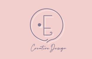 E alphabet letter logo icon design with line dot and vintage style. Pink blue creative template for business and company vector