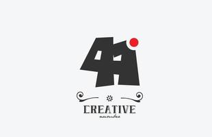 grey 41 number logo icon design with red dot. Creative template for company and business vector