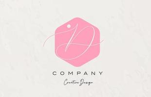 pink polygon D alphabet letter logo icon design with dot and elegant style. Creative template for company and business vector