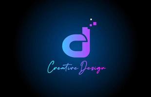 pink blue D alphabet letter logo icon design with dots. Creative template for company and business vector