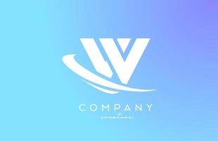blue pastel color W alphabet letter logo icon with swoosh. Creative template design for business and company vector