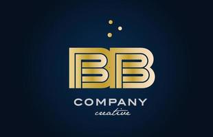 gold golden BB combination alphabet bold letter logo with dots. Joined creative template design for company and business vector