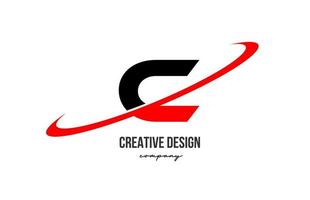 Red black C alphabet letter logo with big swoosh. Corporate creative template design for business and company vector