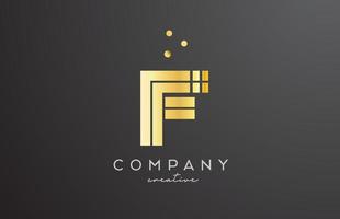 gold golden F alphabet letter logo with dots. Corporate creative template design for company and business vector