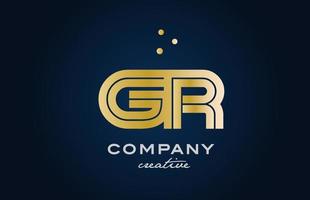 gold golden GR combination alphabet bold letter logo with dots. Joined creative template design for company and business vector