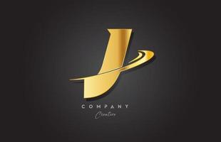 J golden alphabet letter logo icon design. Template for business and company with swoosh vector